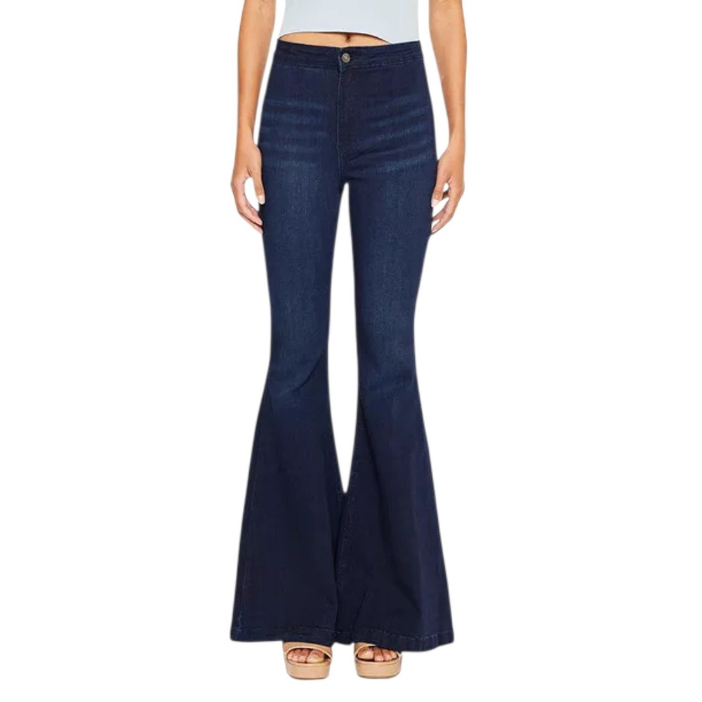 KanCan Jainey High Rise Flare Jeans Dark Wash Super Bell Bottom Stretch Size 29